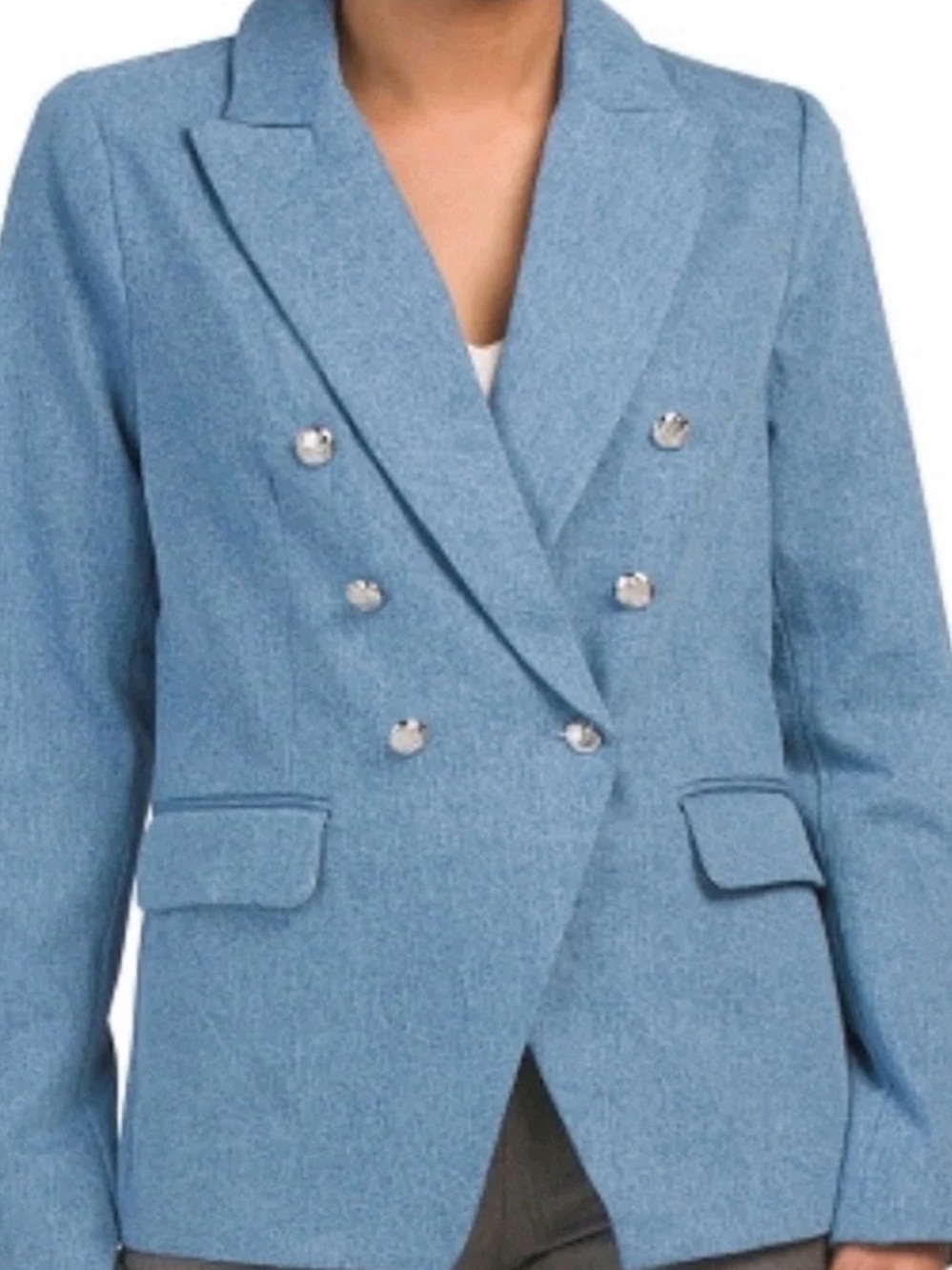 Double-Breasted Light Blue Women's Blazer Jacket